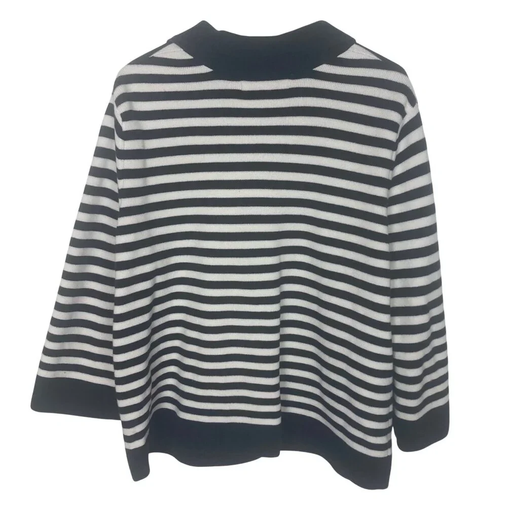 Old Navy Striped Sweater Jacket Womens XXL Blue White Cotton Nautical Preppy